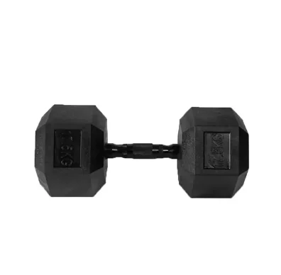 Black handle rubber hex dumbbell rubber coated dumbbell for fitness training