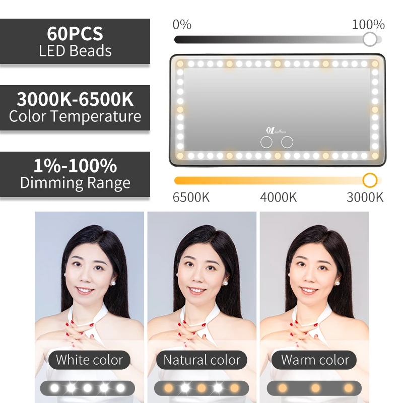 New Product Ideas 2024 Hot Sale Car Vanity Makeup Mirror Rechargeable LED Light Touch Sensor Switch All Car Universal Sun Visor