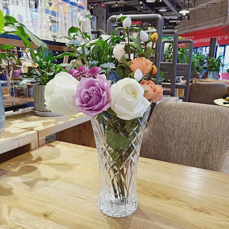 Centerpiece Glass Decorative Colored Clear Glass Flower Vase/Glass Vase for Home Decor