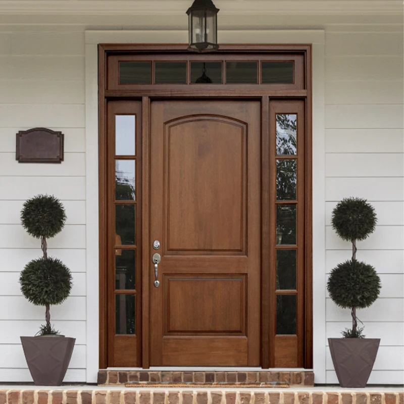 American style customized design teak solid wood main entrance exterior entry front doors designs
