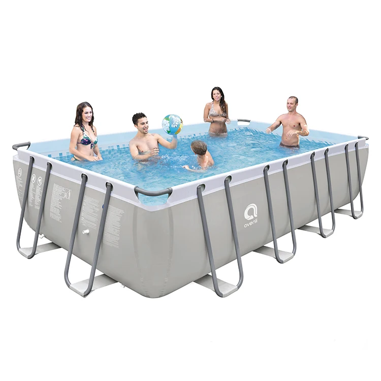 18ft X 10ft X 48in Ultra Frame Rectangular Pool Set with Sand Pump, Ladder, Ground Cloth & Pool Cover