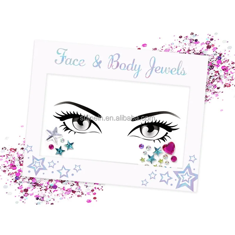 Wholesale Adhesive Temporary Tattoo Rhinestone Face Stickers Star Shape Gem Face Jewels for Party