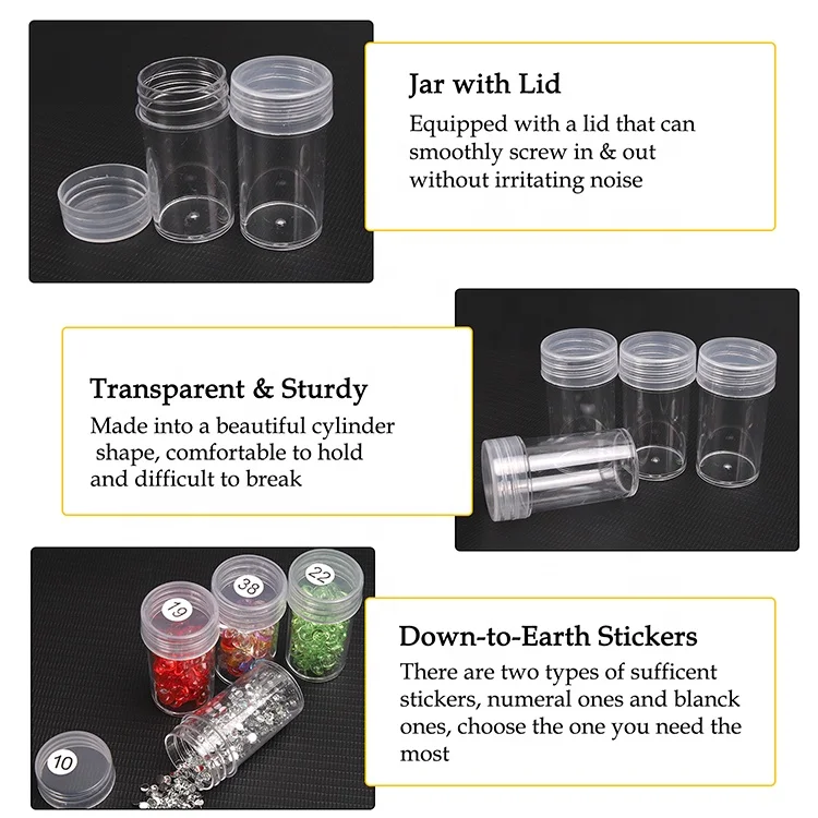 142pcs 5D Diamond Painting Tools Set 60 Slots Diamond Embroidery Box Diamond Painting Storage Case with Grids Jars Containers