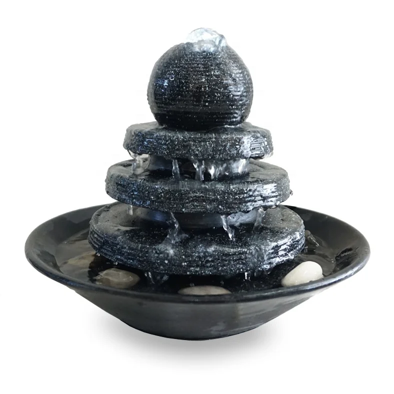 modern decor 4 resin pillar tiers indoor tabletop water fountain