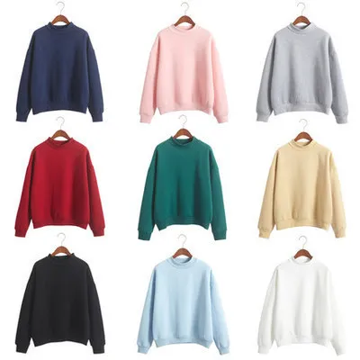 2021 Autumn/winter S-2XL solid color Sweatshirt fleec pullover turtleneck loose crewneck streetwear