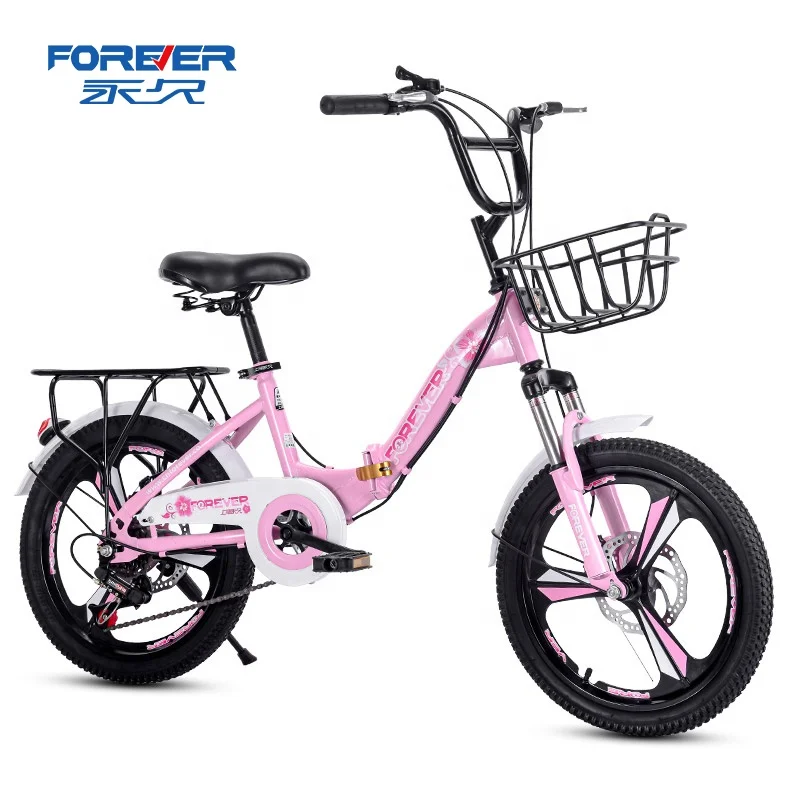 
FOREVER Newly designed and beautiful 18 inch Variable speed bring basket collapsible bicycle for student or lady or children 