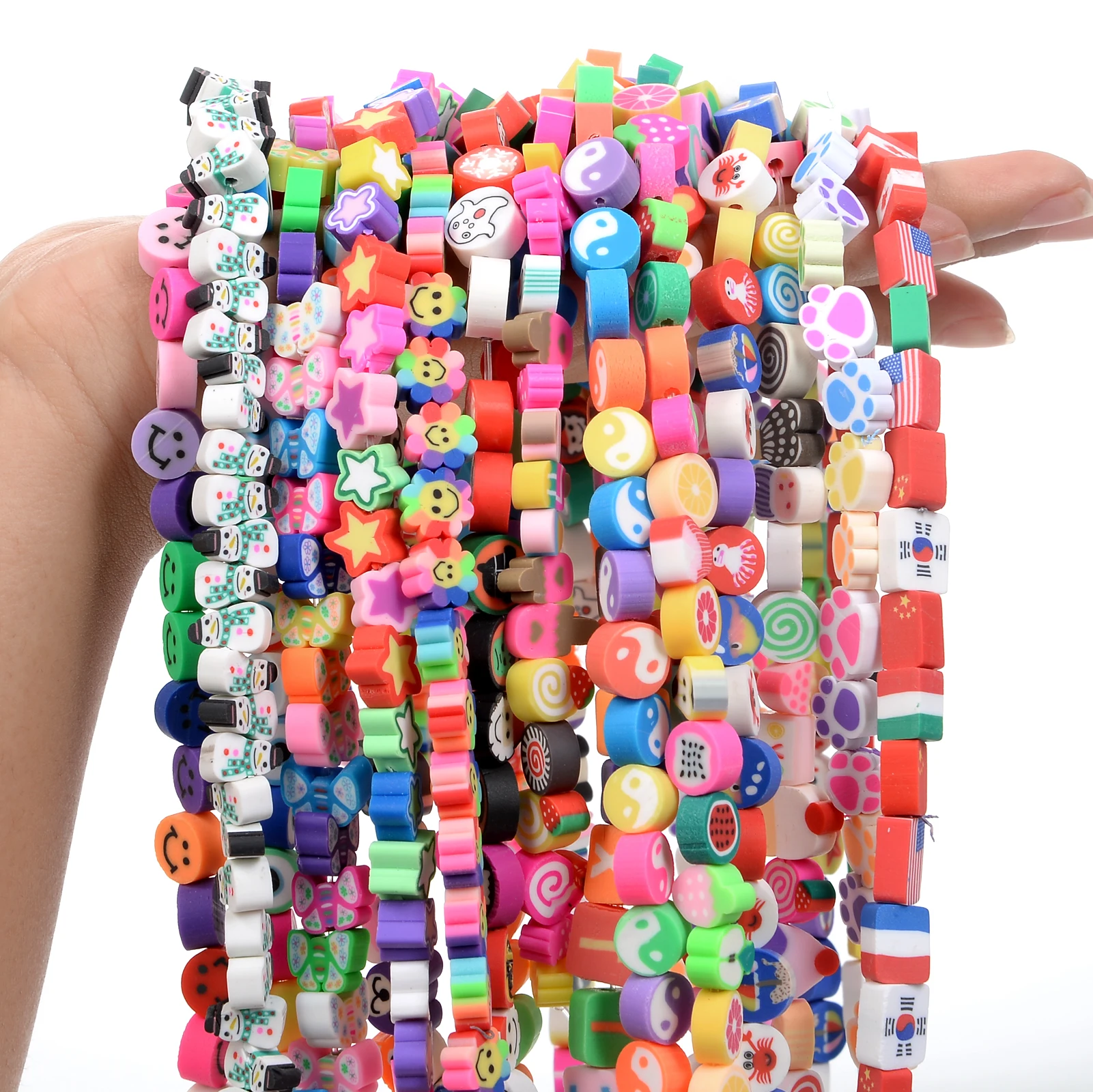 
30Pcs 10mm Polymer Clay Beads Spacer Loose Beads for Jewelry Making DIY Handmade Charm Bracelet Necklace Accessories 