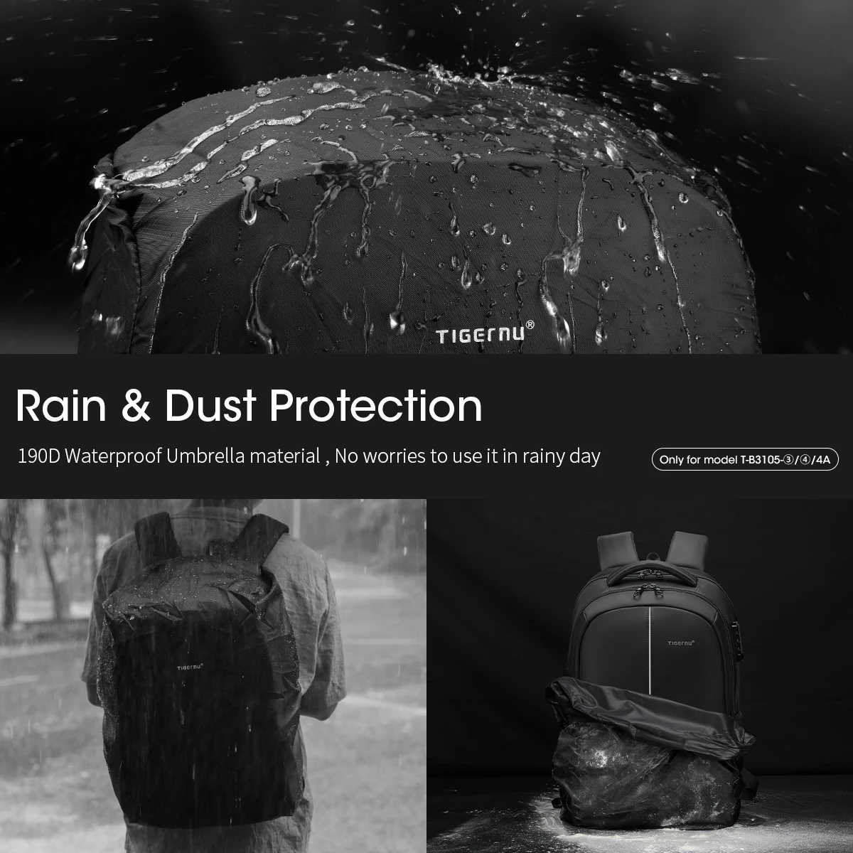 Tigernu дорожная сумка расширяемая для ноутбука Рюкзаки mochila antirrobo Водонепроницаемая TSA замок деловые рюкзаки мужчин