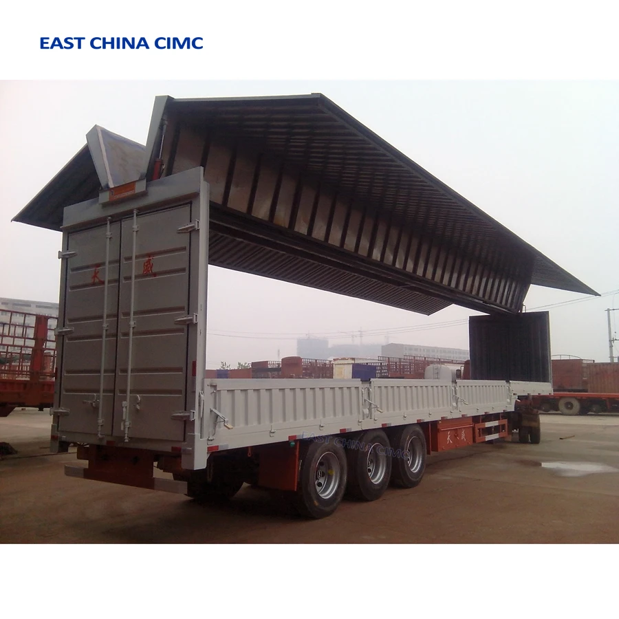 High Quality 3 Axles 12 Wheels 40Tons Open Wing Van Truck Semi Trailer For Sale