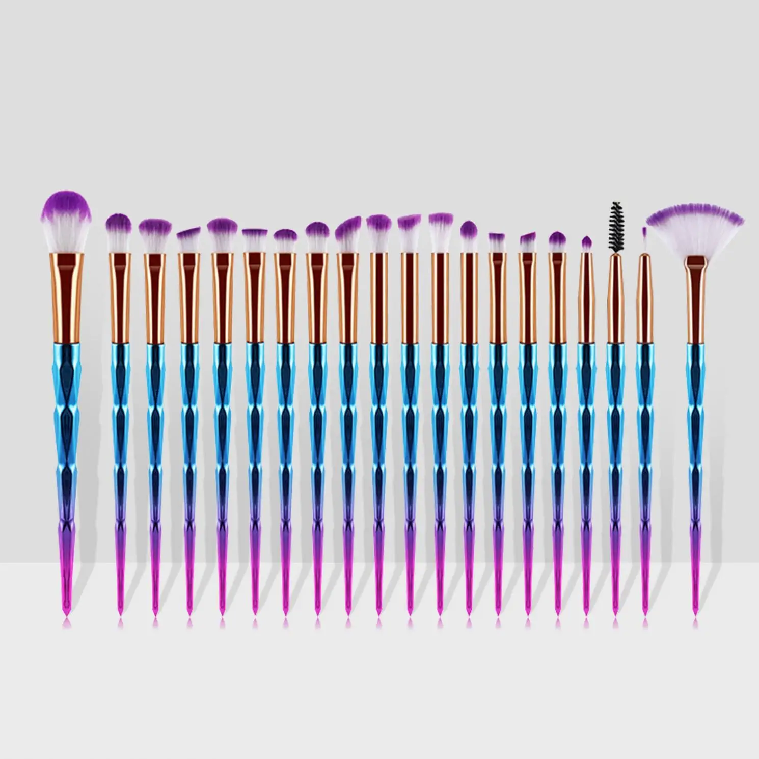 20PCS High Quality Rose Gold Cosmetic Makeup Brushes Professional Make Up Diamond Eyeshadow Brush Set Eyelash Brush Low MOQ