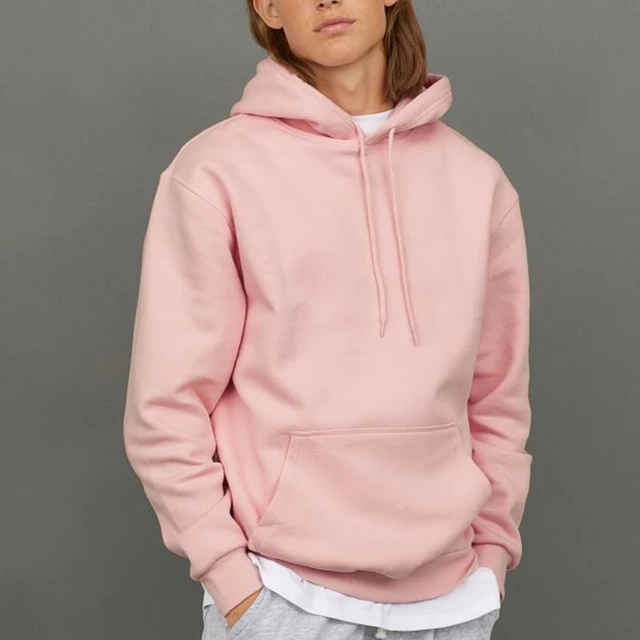 
Pull over sports style long sleeve plain hoodies for men 