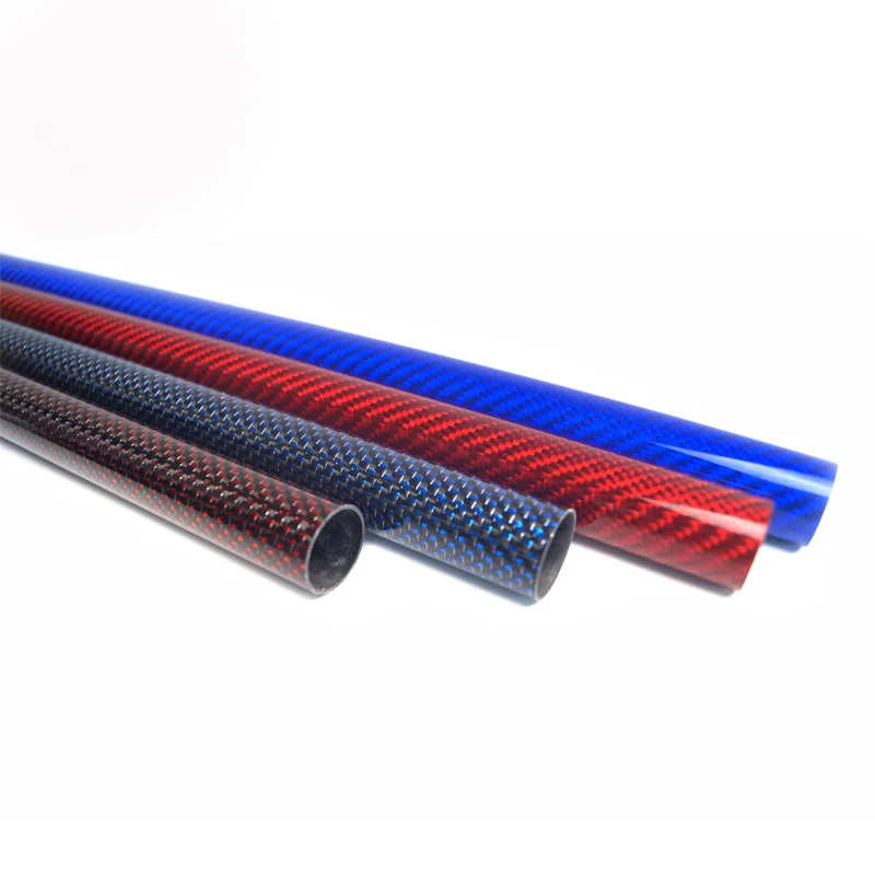 hot sales 25mm 30mm 50mm 100mm custom telescoping hollow roll wrapped 3K weave color kevlar rc plane cnc carbon fiber round tube
