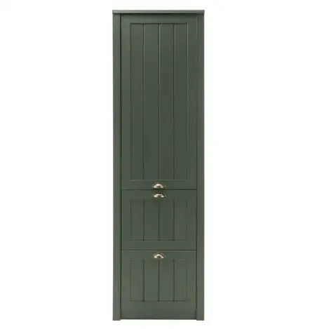 Freestanding Wooden Wardrobe with 1 Hanging Rod and 2 Drawers Small Clothes Storage Organizer Closet for Bedroom