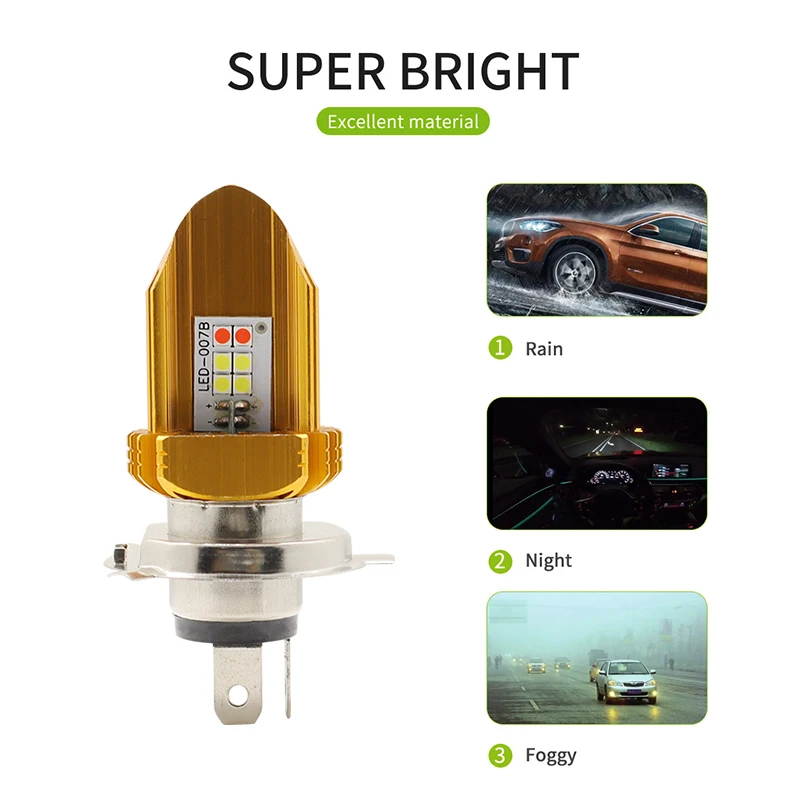 h4 headlight bulb BA20D Universal V Shape Bike Front Headlight Dual Color H4 LED Headlight Fog Lamp Projector Lens Universal