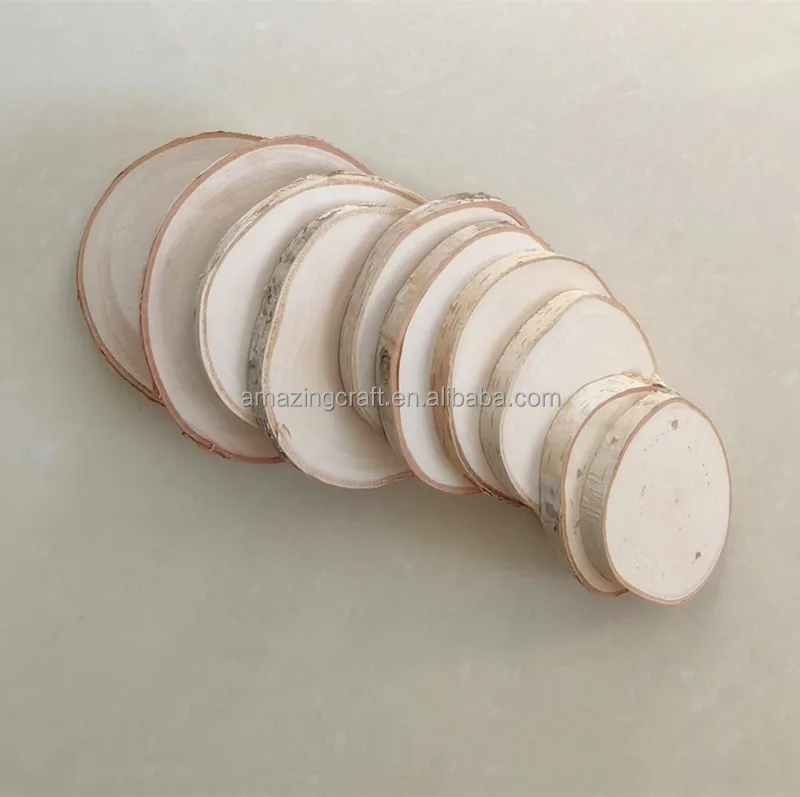 Round Wood Slice Birch Natural Unfinished with Tree Bark for DIY Crafts,Rustic Home Decor