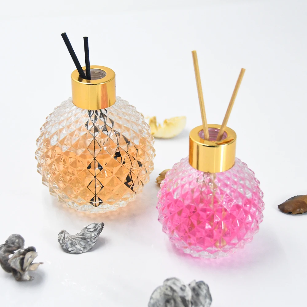 Wholesale High Quality 100ml 200ml Round Empty Fancy Glass Aroma Bottle Reed Diffuser with Screw Cap