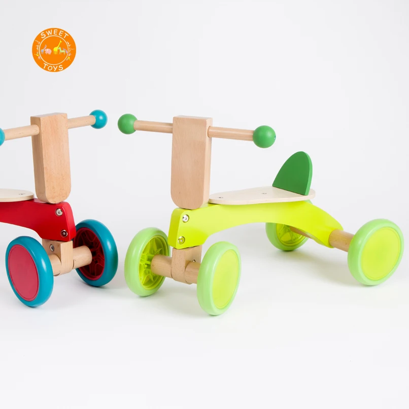 Green 4 wheels toddlers ride on car push balance bike for baby