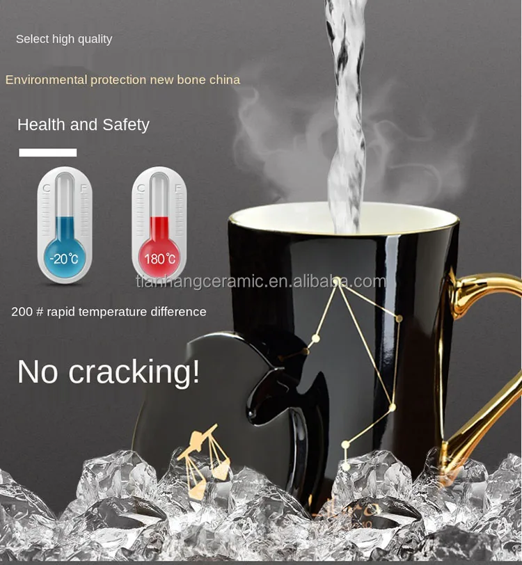 Cheap Price  White Black 12 Constellations Gold Pattern Ceramic Coffee Mug With Lid Spoon And Gold Handle For Souvenir.jpg