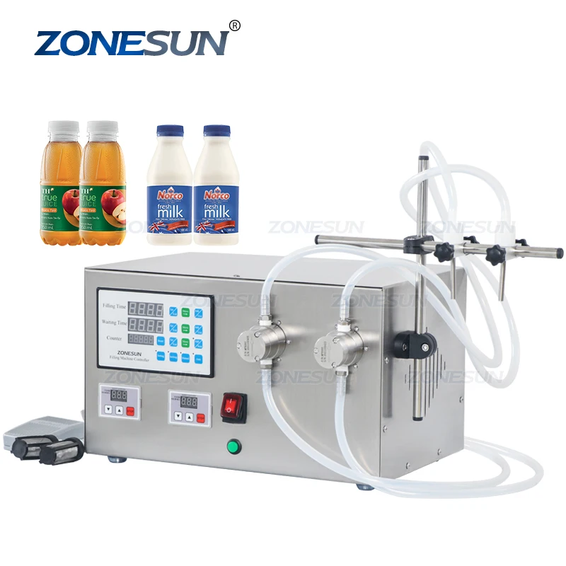 ZONESUN с двойной головкой Магнитный насос для напитков парфюм вода сок эфирное масло электрическая цифровая разливочная машина для жидких Бутылок