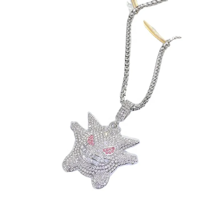 Jewelry Unisex Exquisite Bubble Pendant Hip Hop Iced Out Rhinestone Crystal Necklace Stainless Rope Chain for Men Women Gifts