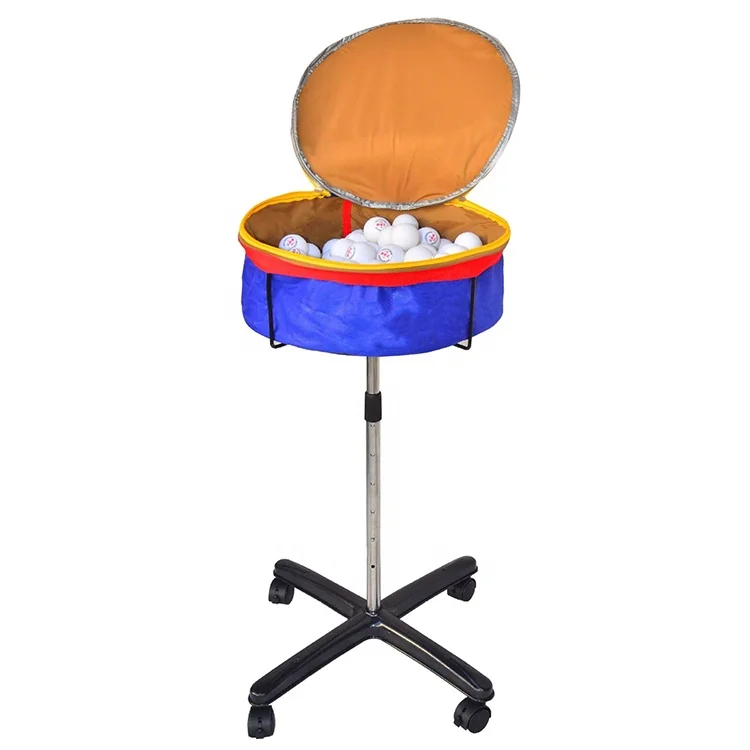 Portable Movable Ball Collector With Stand Picker Equipment Multi  Storage Table Tennis Basket Round With Cover