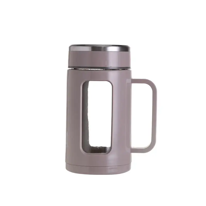 Eco-friendly Glass Cup With Plastic Sleeve And Handle Business Sample Style Heat Resistant 450ml Customized Logo
