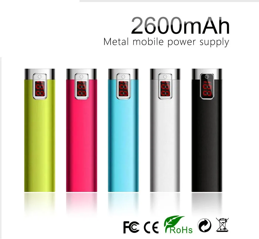 Gadget Nouveau High Tech Portable Power Bank Charger 2600mah with LED Lights Button for Iphone Xiaomi Huawei Phone Own Brand