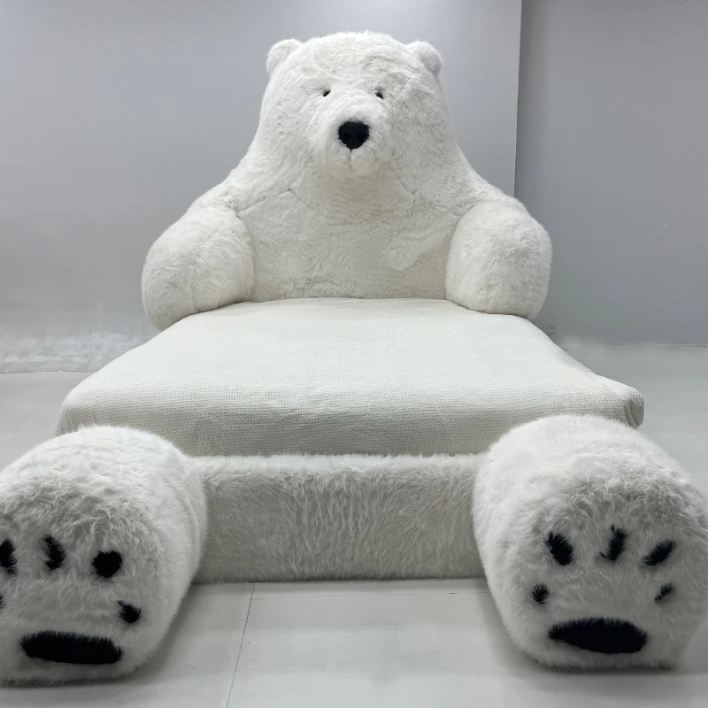 Современная роскошная мебель для спальни размера «King-Size» креативная Милая кровать в форме белого медведя гигантский деревянный мягкий плюшевый диван-кровать в кобуру