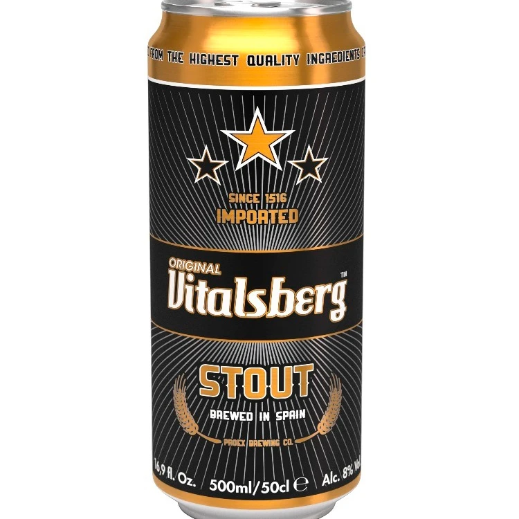 Консервированное черное пиво Vitalsberg Stout Alc. 8% том 24x50cl