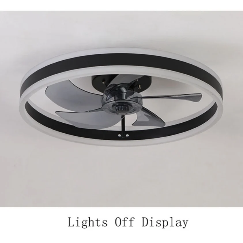New Bedroom Kitchen 5 Blades 6 Speeds DC Dimmable Remote Control Round Celling Fan with Light