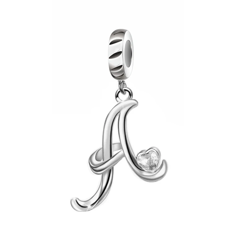New Design Memorial Gift 925 Sterling Silver A-Z Letter Alphabet Beads Charms For Bracelet Jewelry Making