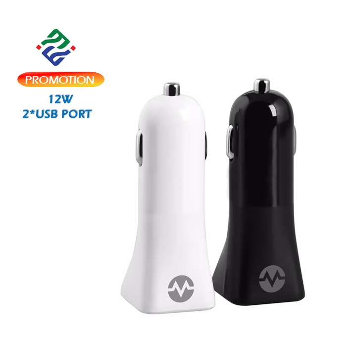 12w Usb Car Charger Phone Dual Port Car Mobile Charger Good Quality Manufacturer 2 Port 12V 24V Mobile Phone Power