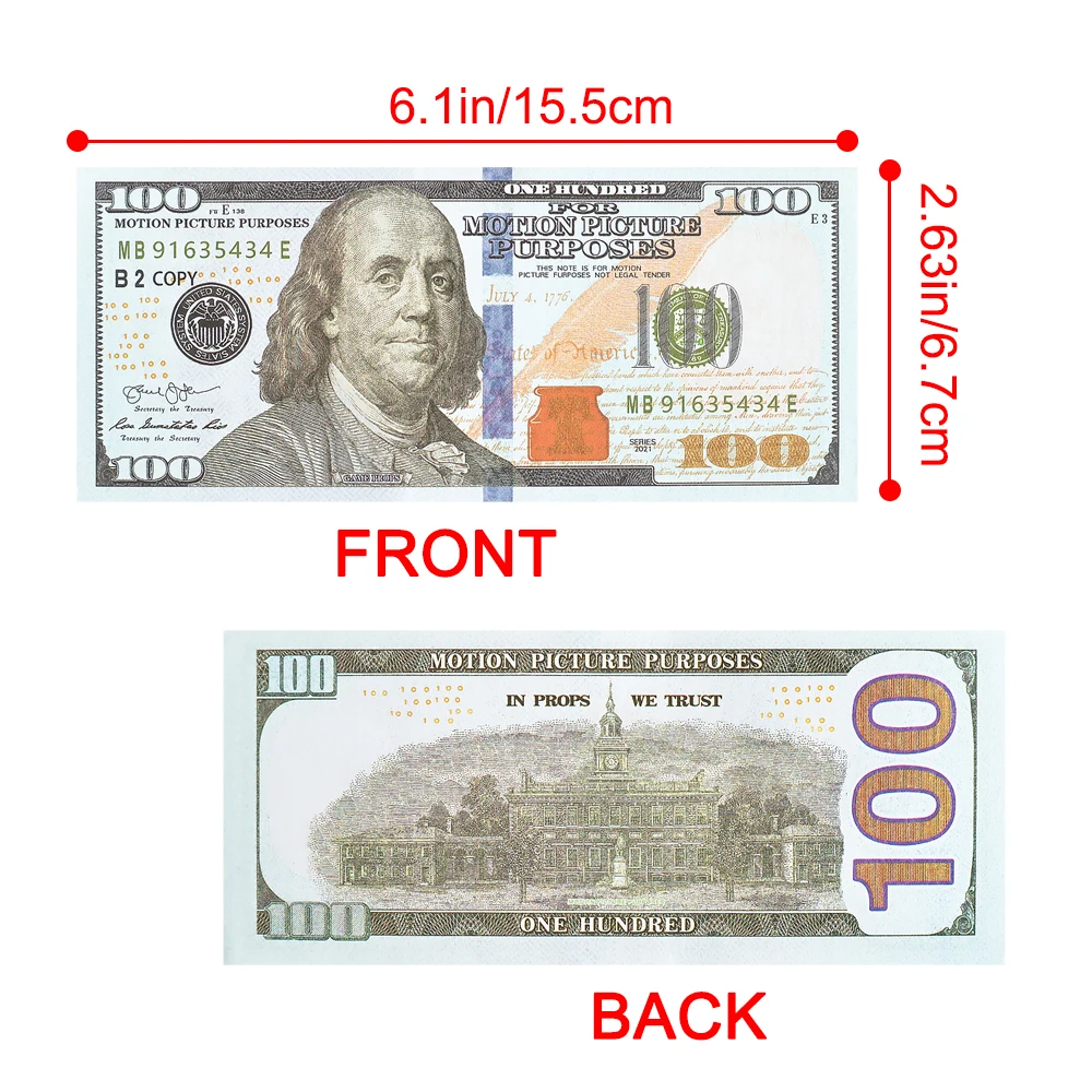 High Quality 100pcs Prop Money 100 Dollar Paper Bills Realistic Prop Money Banknote For Party Movie