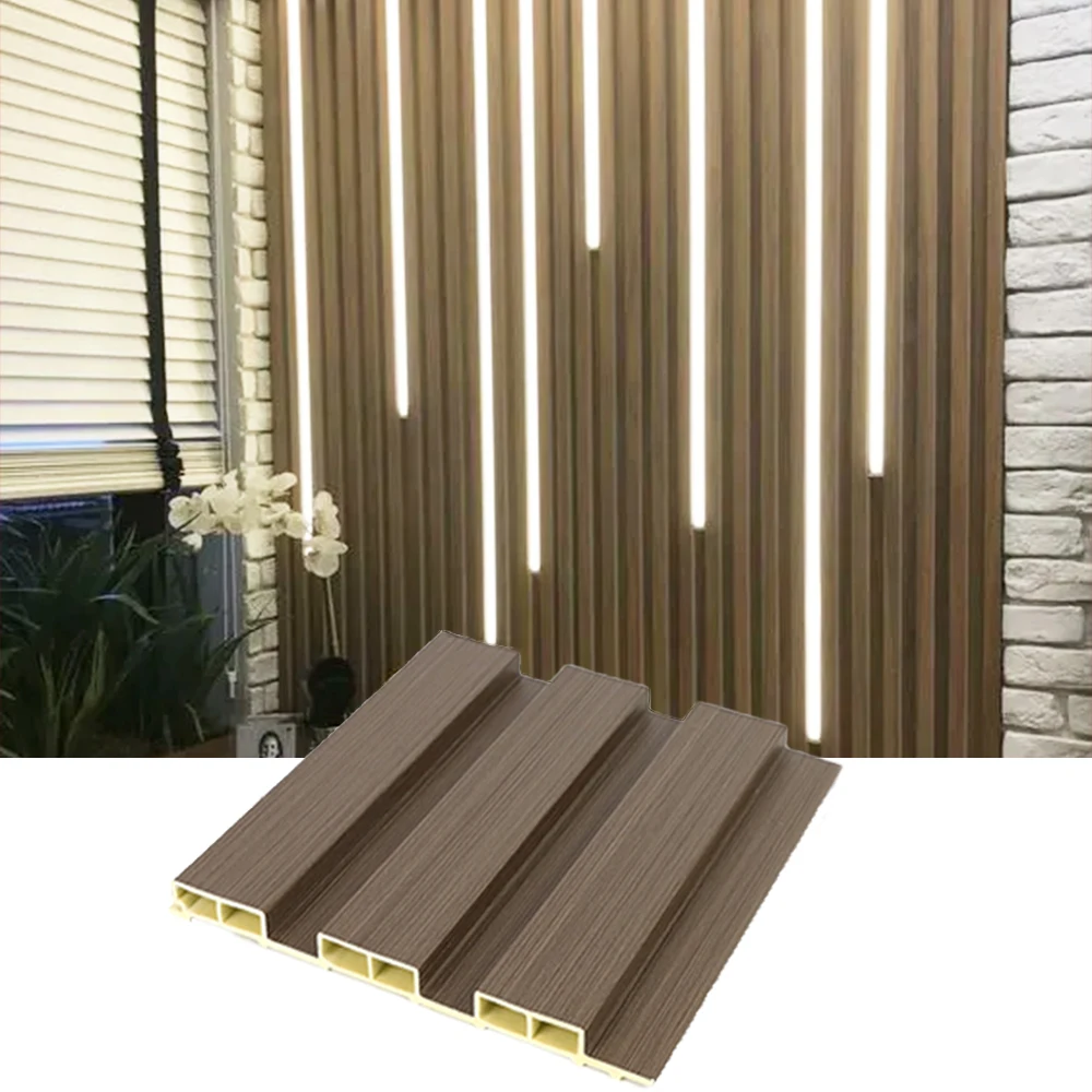 WPC Wooden Grain Wall Cladding Fluted Fireproof Indoor Decoration Wall Panel