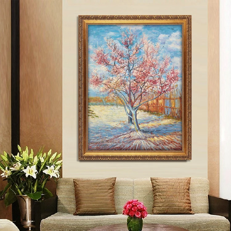100% Hand Painted Museum Quality Cherry Blossom Reproduction Famous Art Oil Painting by Van Gogh