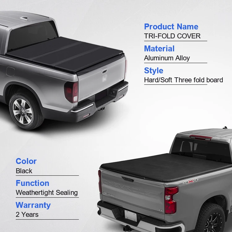 High Quality Pickup Truck Bed Cover Hard Tri-Fold Folding Tonneau Cover for Ford F150 Ranger Navara Dmax BT50 D40 Frontier Titan