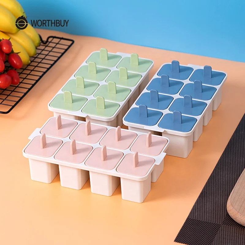 WORTHBUY Ice Cream DIY Pop Mould Easy Release Ice Cube Jelly Maker Plastic Popsicle Mold Kitchen Accessories