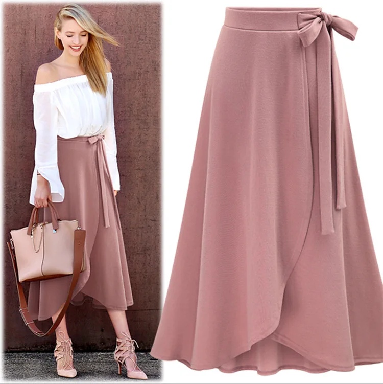 High Waisted Mid Length Slim Suit Professional Cotton Wrap Skirt with Irregular Lace-Up Drape and Buttocks Enhancing Feature