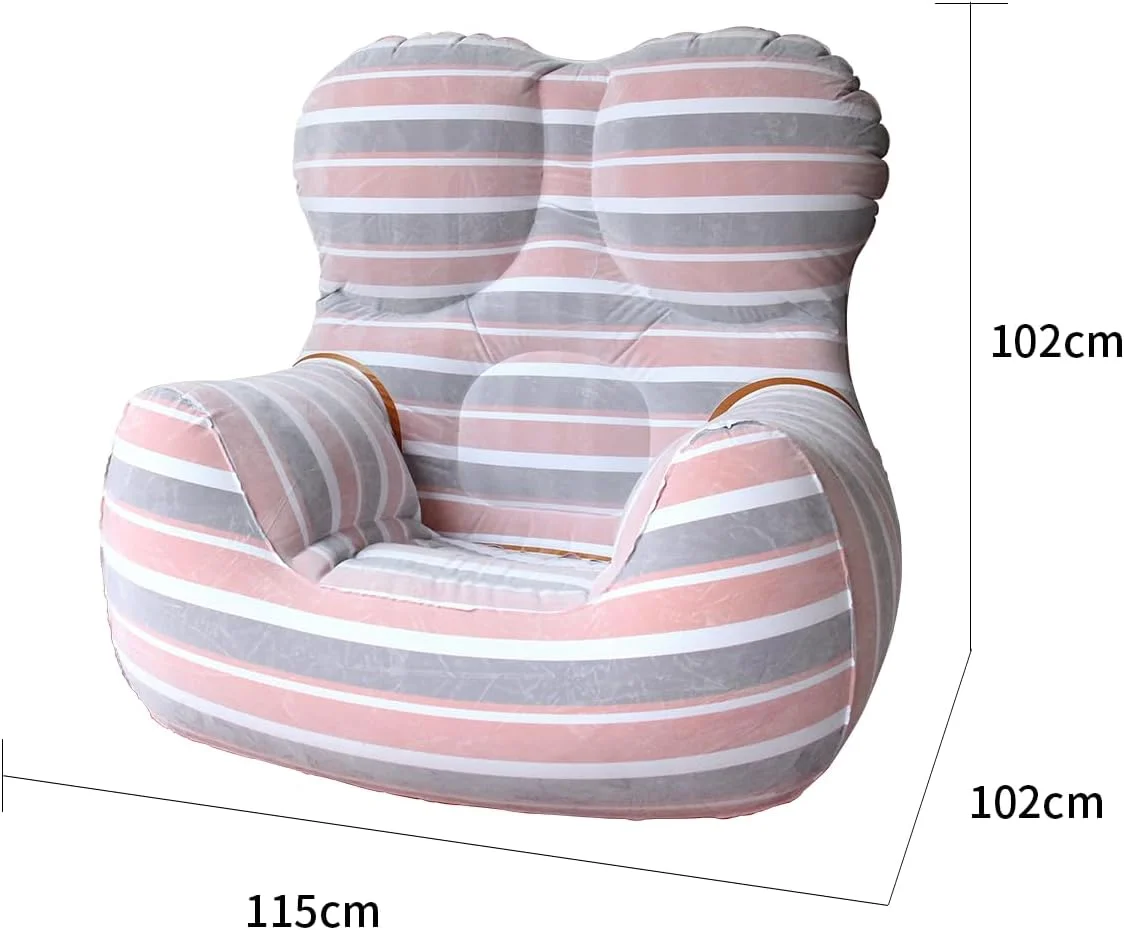 La Mamma Up5-6 Modern Inflatable Chair Air Couch Indoor Outdoor Foldable Blow-Up Sofa Bedroom Patio Backyard Camping Air Pump