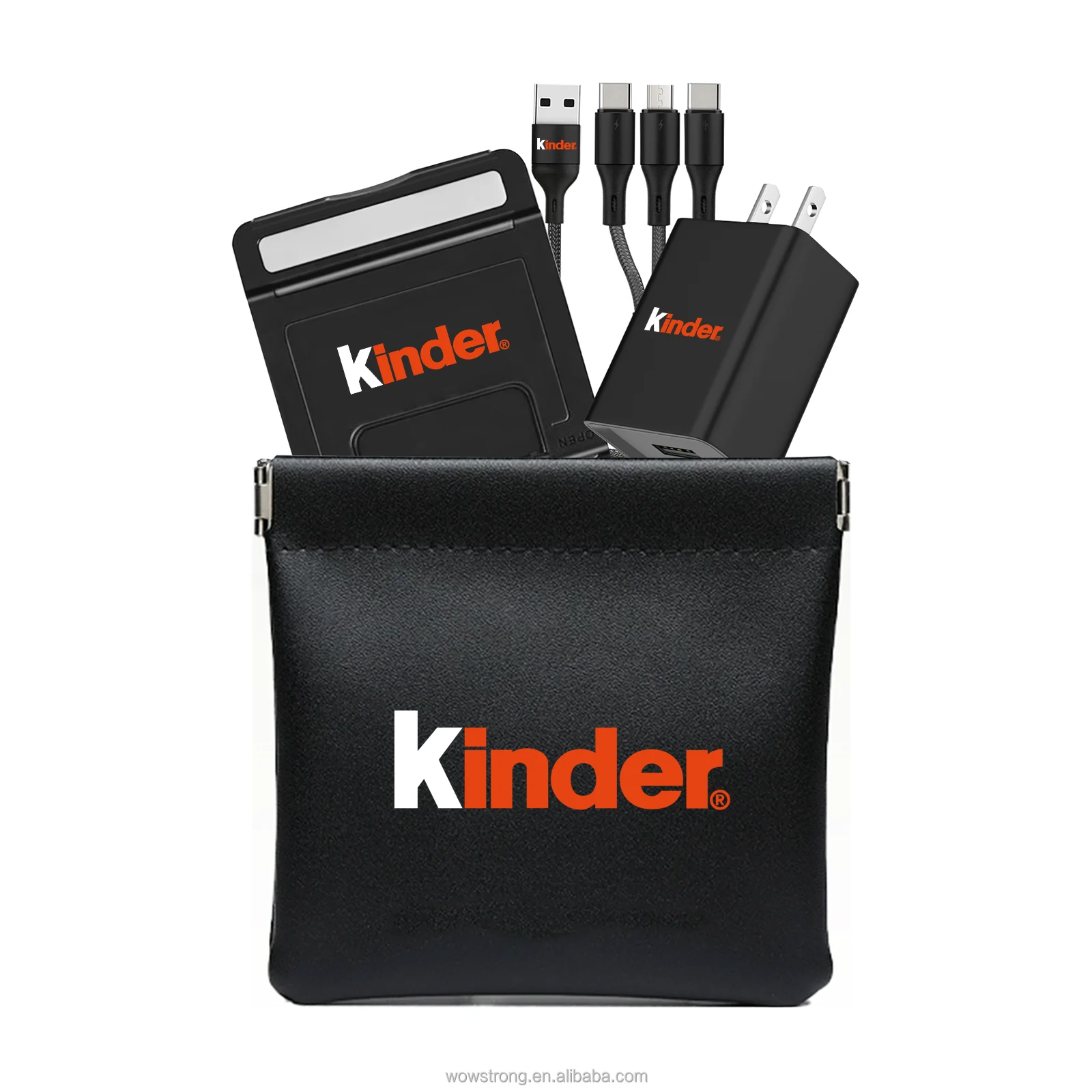 2025 Corporate Meeting Best Sale Low Price Budget Friendly Promotional Gift Cable & Wall Charger &Holder & PU Elastic Bag Set