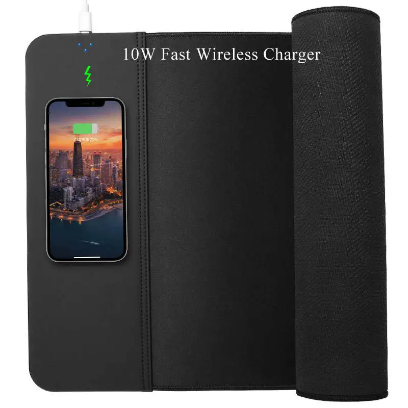 Custom Personalized Logo Printed Giant Waterproof Mousepad 15W Fast Qi Wireless Charging Phone Charger Desk Mouse Mat Pad