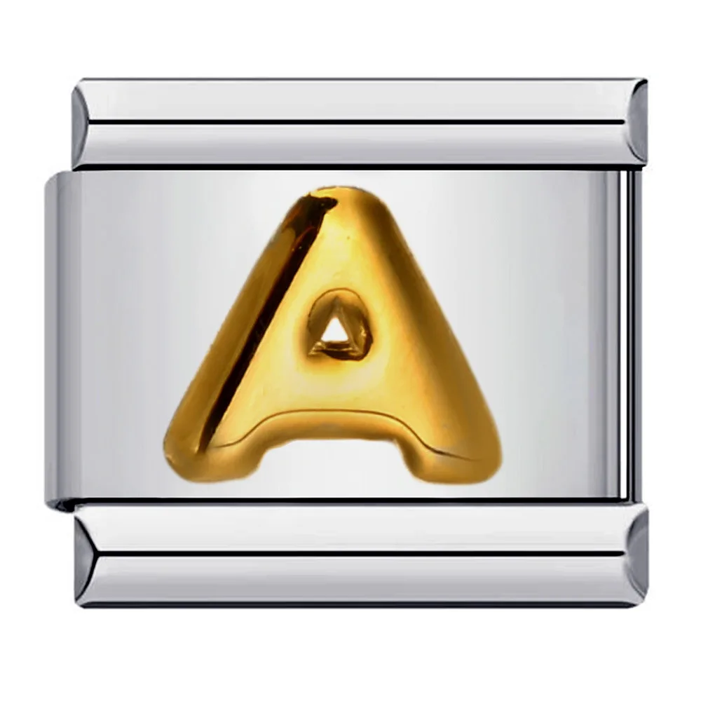 Итальянский браслет Fablinks с буквами, золотые подвески с буквами 9*10 мм, ювелирные браслеты, звенья, TLX0157