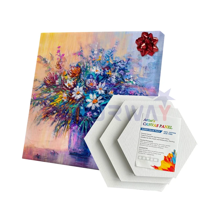 Customized Blank Cotton Hexagon Stretched Painting Canvas Display Canvas Frame For Acrylic Oil Painting