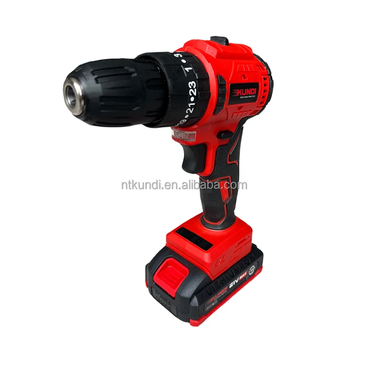High Quality KUNDI Brand Power Tools Lithium Battery Three Function Brushless Impact Drill 21V