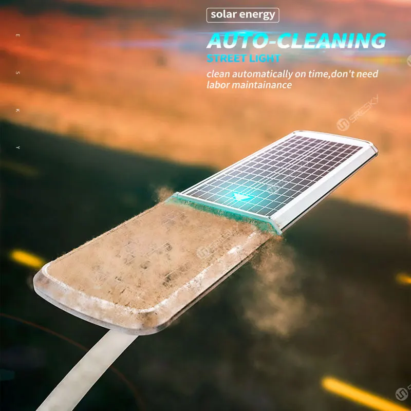 Sresky new design 40W all in one integrated solar led street light with dust sweeping and snow cleaning function
