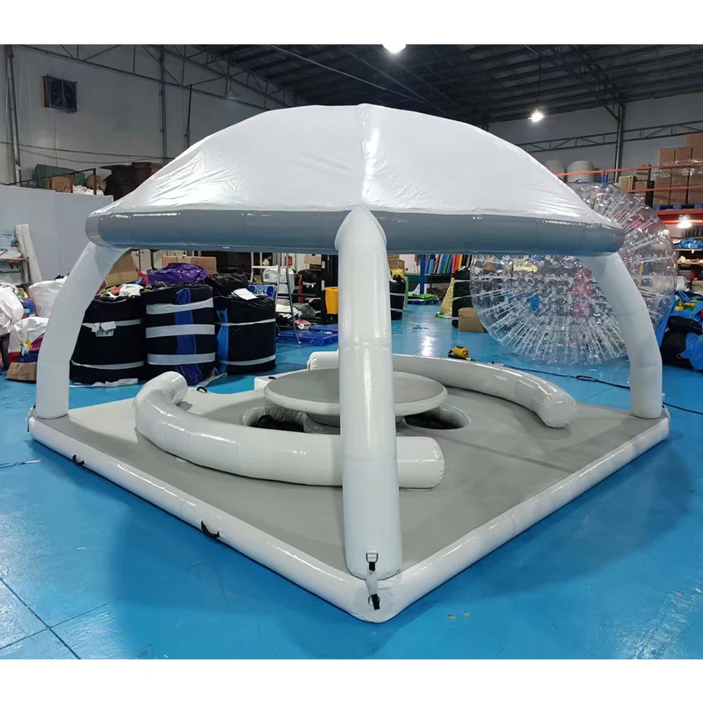 Customized Inflatable Aqua Banas Inflatable Island Floating Lounge Sofa Tent Party Bana For Fishing