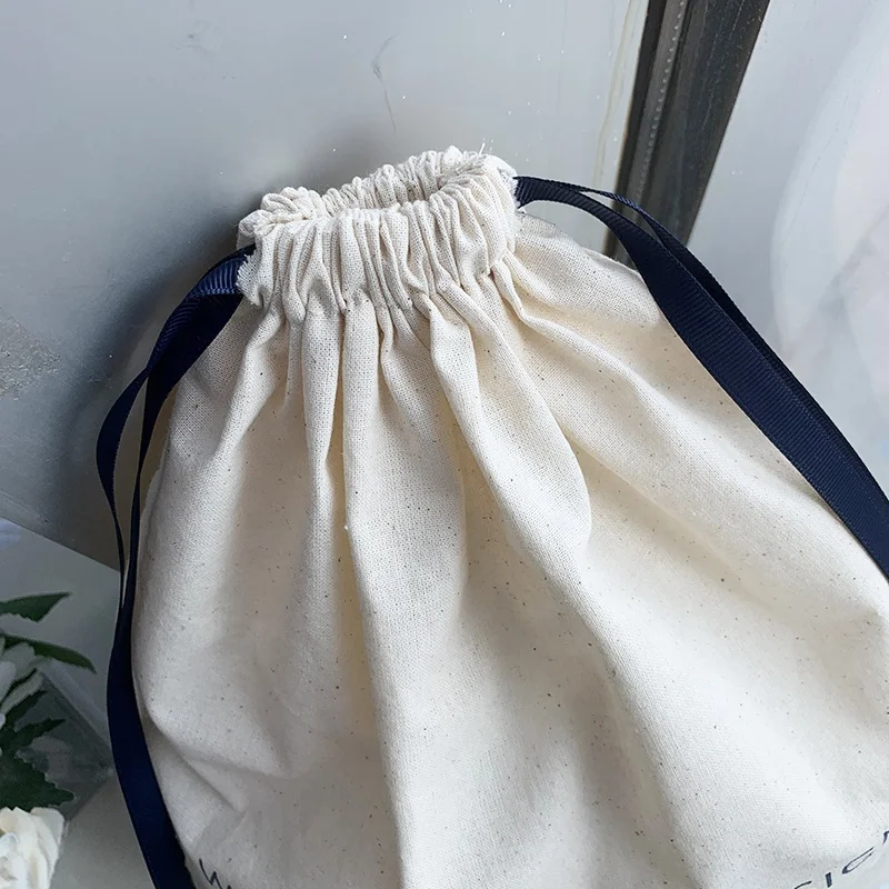 Перерабатываемый хлопковый мешочек с логотипом на шнурке мешок для пыли натуральная обувь хранение одежды