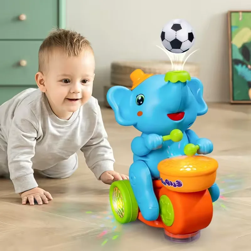 Hot Sale Flashing Light Kids Toys Play The Drum Animal Toys For Kids Musician Elephant Education Baby Sensory Game Toys
