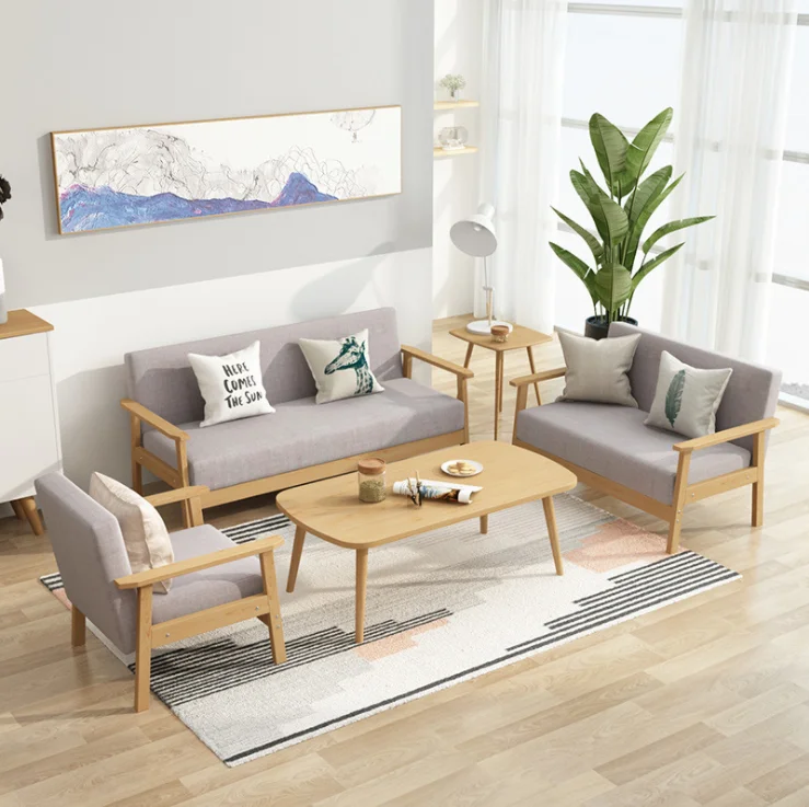 Modern  Upholstered Sofa Set Furniture Wooden Sofa Sets manufacturer Sectional Sofa for Living Room