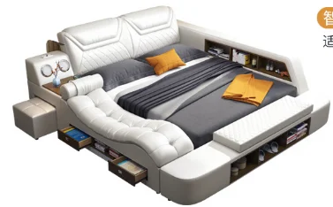 Multi-functional tatami storage leather bed